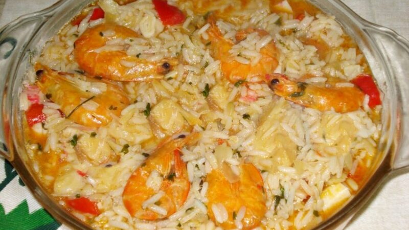 Arroz de bacalhau com gambas