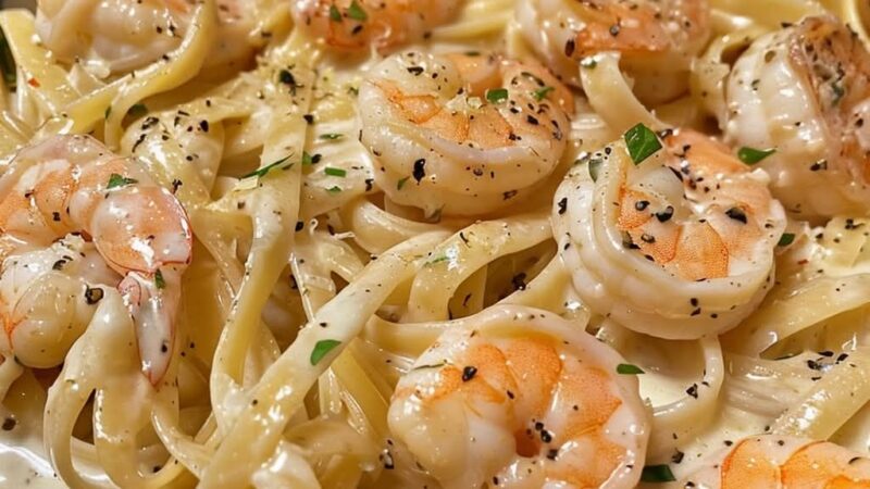 Fettuccine com Camarão ao Molho Cremoso 