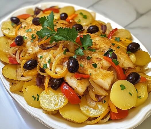 Bacalhau à Portuguesa com Cebolada