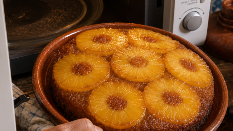 Bolo de Ananás feito no micro-ondas