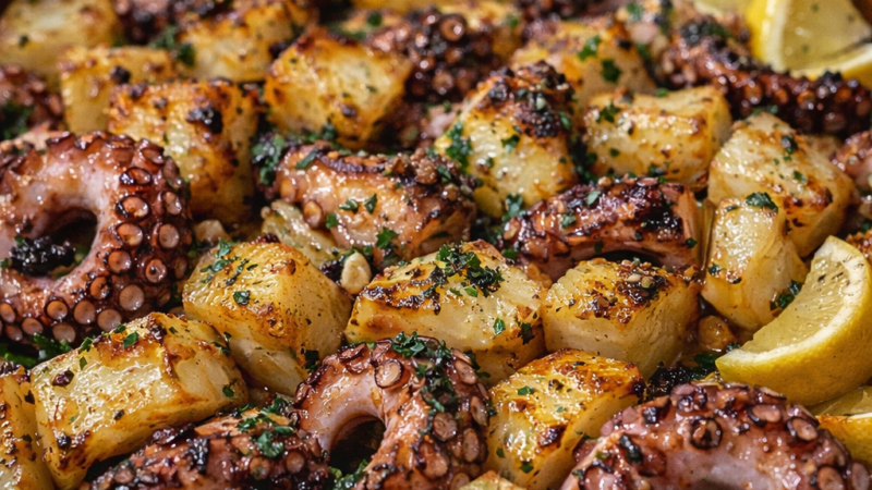 Polvo com Batatas ao Forno 