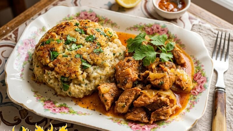 Carne de porco com migas