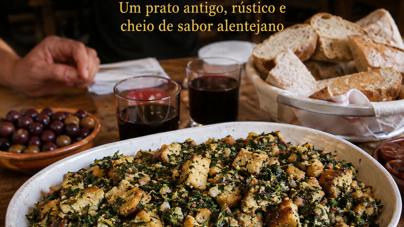 Migas de couve galega e broa de milho