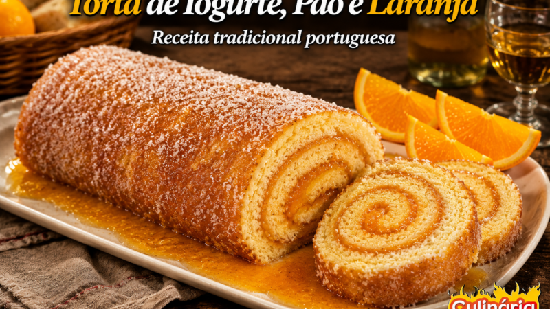 Torta de iogurte, pão e laranja