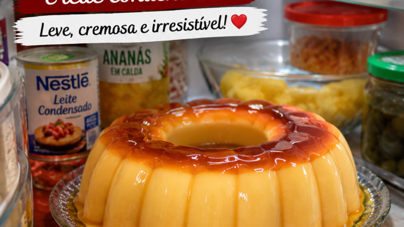 Gelatina de ananás e leite condensado