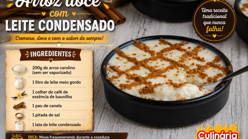Arroz doce com leite condensado