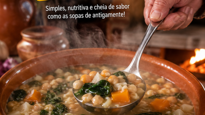 Sopa de Grão com Abóbora, Nabo, Espinafres e um Toque de Alentejo