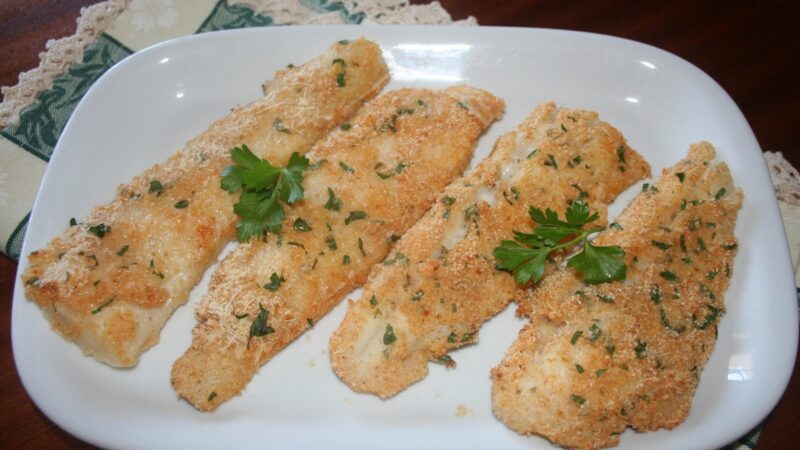 Filetes de Alabote panados no forno