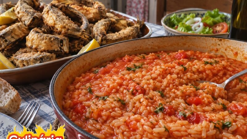 Receita de Pescadinhas de Rabo na Boca com Arroz de Tomate