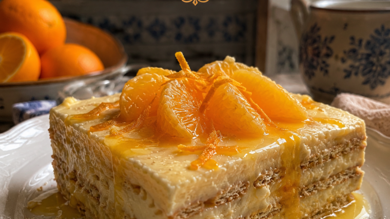 Bolo de bolacha e laranja