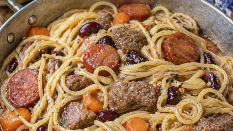 Esparguete com Carne e Enchidos