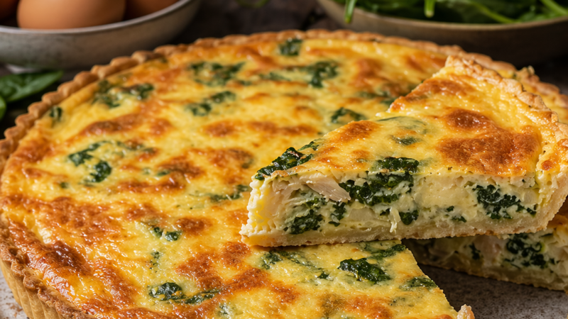 Tarte de Espinafres e Bacalhau