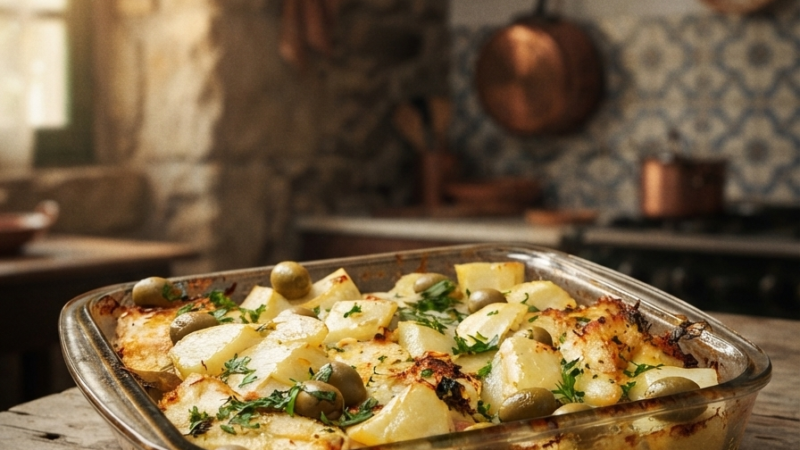 Receita de Bacalhau Assado no Forno com Azeite e Alhos