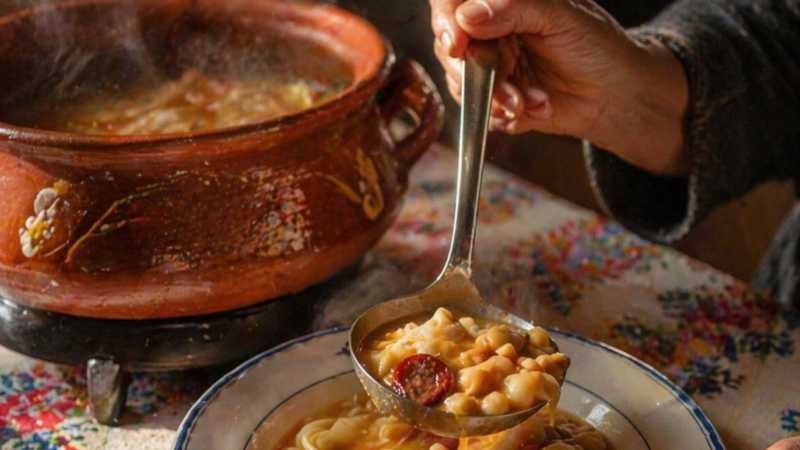 Sopa de Grão com Bacalhau e Chouriço