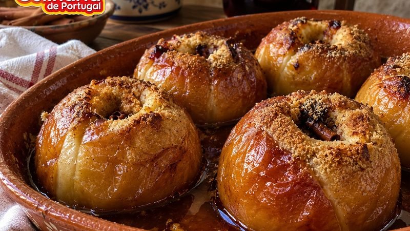 Maçãs assadas com mel e vinho do Porto