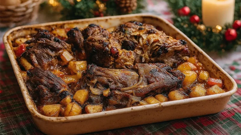 Borrego assado no forno à moda da sogra Cremilde