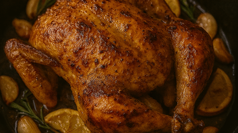 FRANGO ASSADO COM CROSTA DOURADINHA