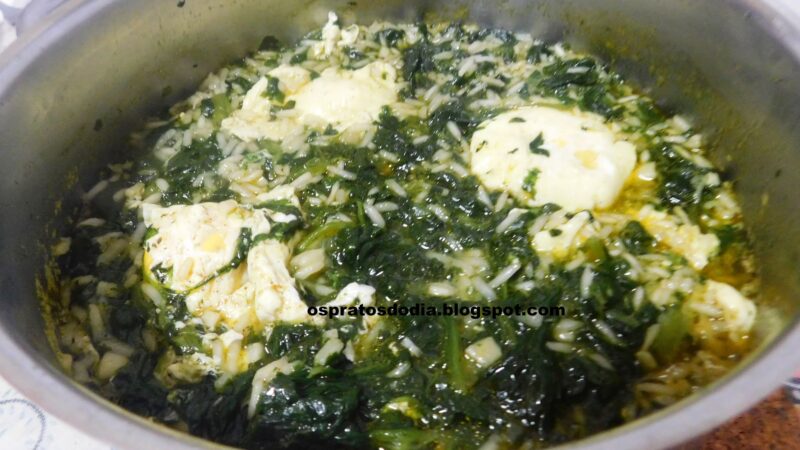 Arroz de Espinafres com ovos