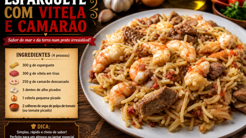 Esparguete com Vitela e Camarão