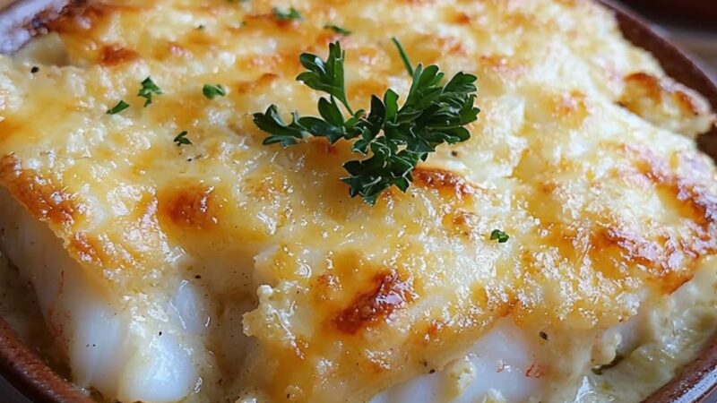 Gratinado de Pescada e Camarão