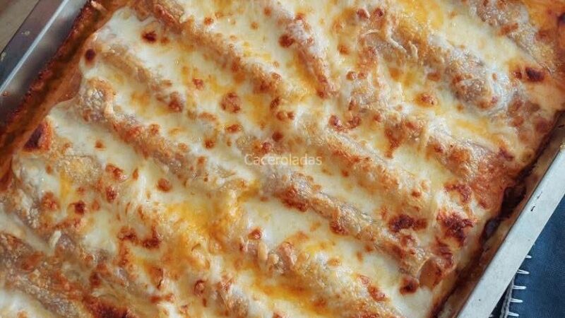 Cannelonis recheados à bolonhesa