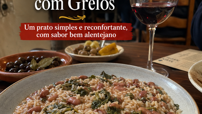 Arroz de feijão vermelho com grelos