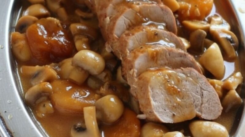 Lombinhos de Porco com Cogumelos e Cerveja