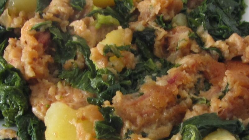 Migas de Batata, Grelos e Alheira