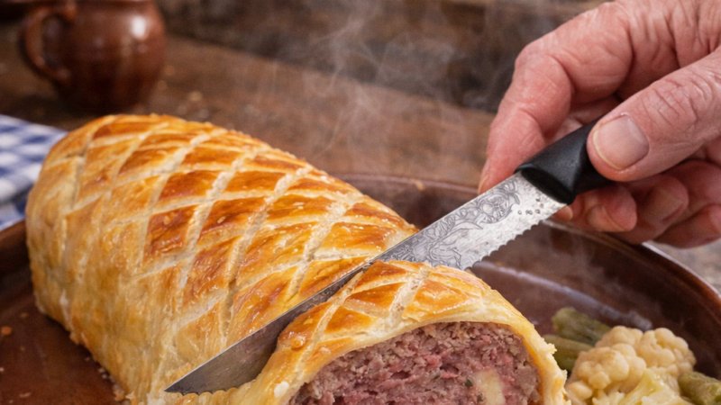 Rolo de carne picada em massa folhada