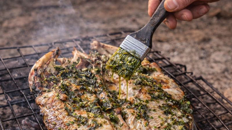 Achigã Grelhado com Molho de Poejo