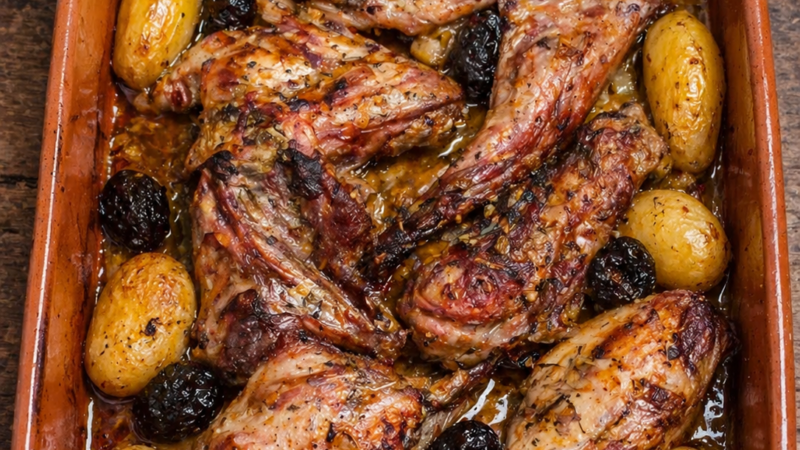 Coelho no Forno com Ameixas