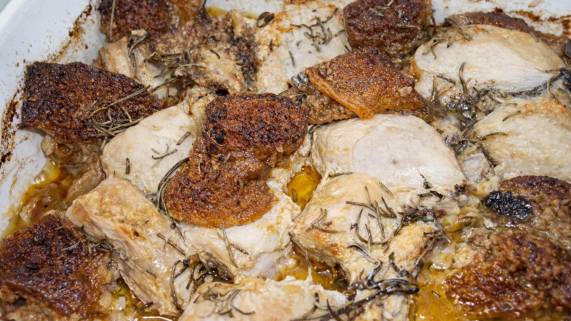Frango com Alheira no forno