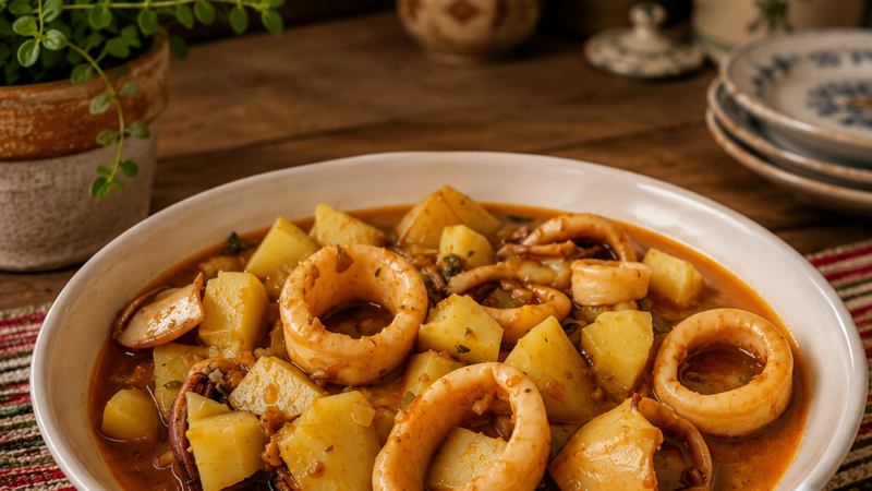 Receita de Lulas Guisadas com Batatas
