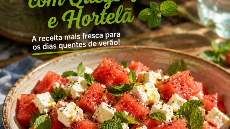 Salada de Melancia com Queijo Feta e Hortelã