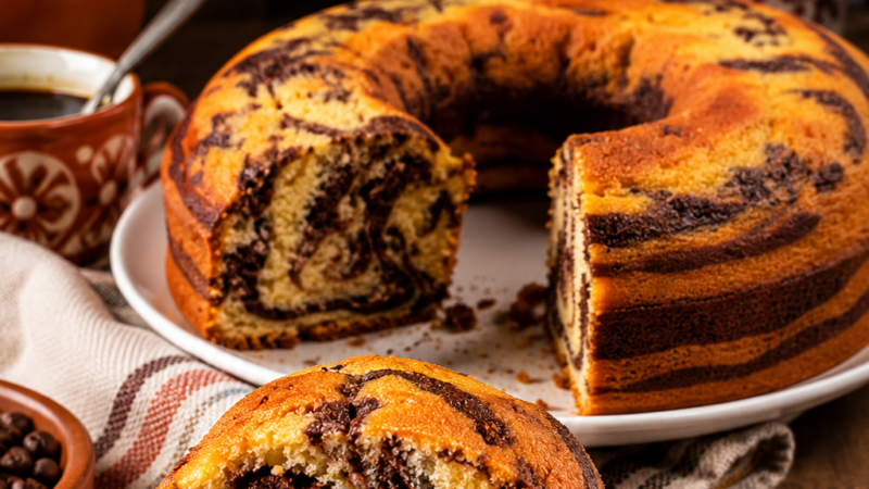 Um bolo que vai deixar os amantes de café a suspirar: Bolo Mármore de Café!