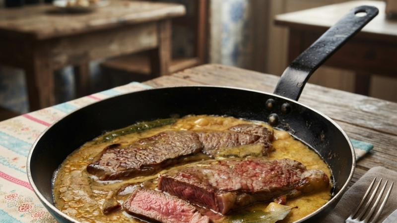 Bifes com Molho de Cerveja e Mostarda