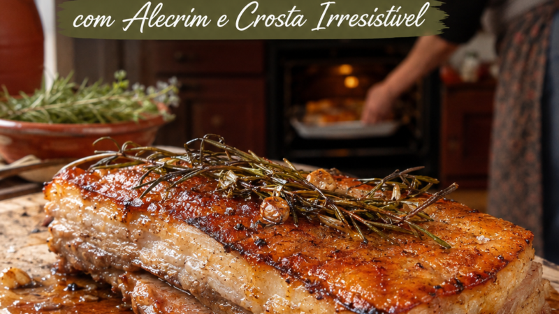 Barriga de Porco Assada com Alecrim e crosta irresistível