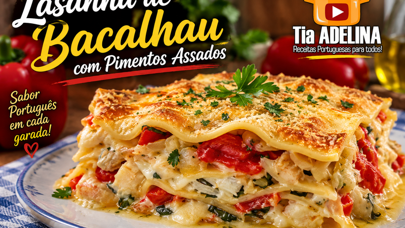 Lasanha de Bacalhau com Pimentos Assados