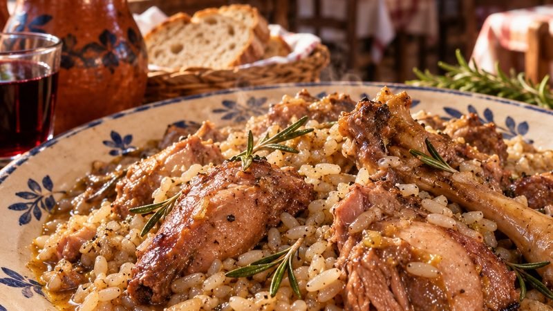 Arroz de Coelho com Vinho Tinto e Alecrim