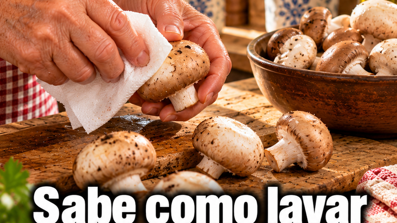 LAVAR COGUMELOS SEM ENCHARCAR